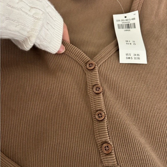 Hollister Brown Ribbed Henley - Picture 2 of 4